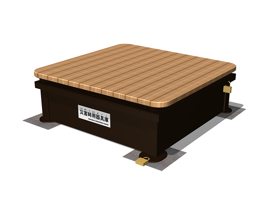 収納ボックス付縁台（可動式・天然木材仕様） | 取扱製品 | 内田工業 