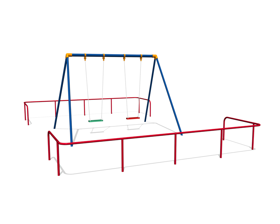2連ブランコ（児童用）＋境界柵の画像