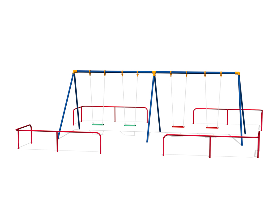 4連ブランコ（児童用）＋境界柵の画像