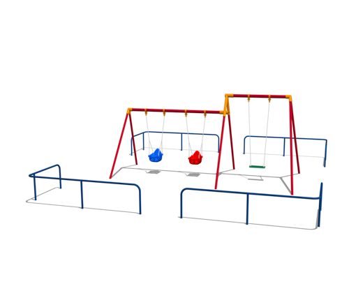 3連コンビブランコ（児童1・幼児2）＋境界柵